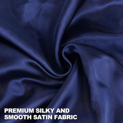 CHORHA Satin Sleep Cap, Double-Sided Adjustable Bonnet Cap (Navy)