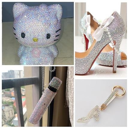 1440Pcs Transparent AB Crystal Rhinestones,Glass Flatback Rhinestones Gemstones Small for Nail Face Makeup Art Crafts Clothes Decoration -(SS4,1.6mm,Transparent AB)