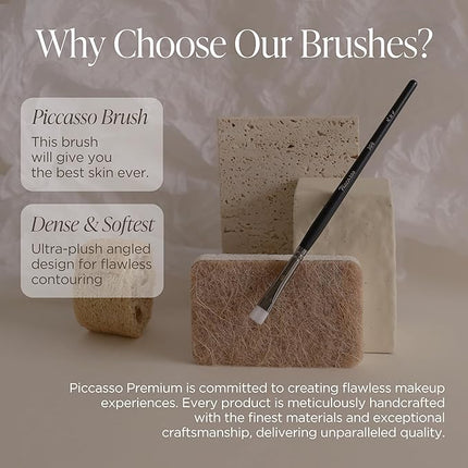 Piccasso 300 Eyeliner and Concealer Brush – Dual-Use Angled Brush for Gel Eyeliner and Spot Concealing, Soft and Precise Eye Makeup Brush for Tightlining and Coverage, Korean Professional Makeup Tool