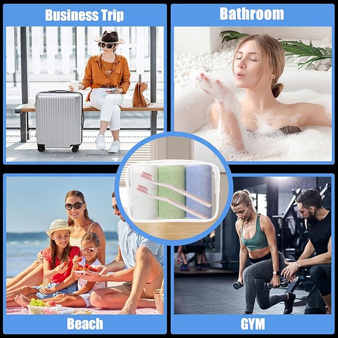 12 Pieces Clear Makeup Bags Bulk, PVC Waterproof Cosmetic Bag with Zipper, TSA Approved Toiletry Bag for Travel, Transparent Pouches Organizer Storage for Men and Women (White, Medium)