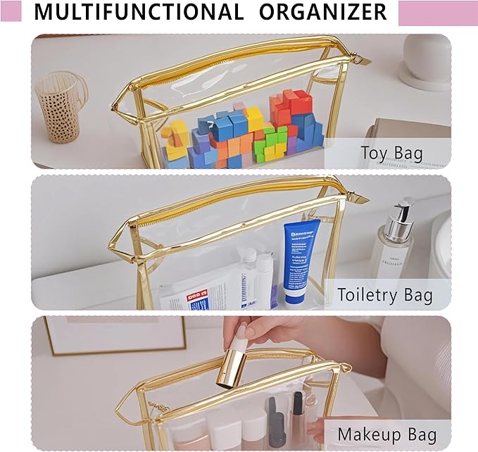 24 Pcs Portable Clear Makeup Bags with Handle, Transparent Waterproof Toiletry Bag, Travel PVC Cosmetic Bags Pouch, Pencil Cases, Stationary Organizer