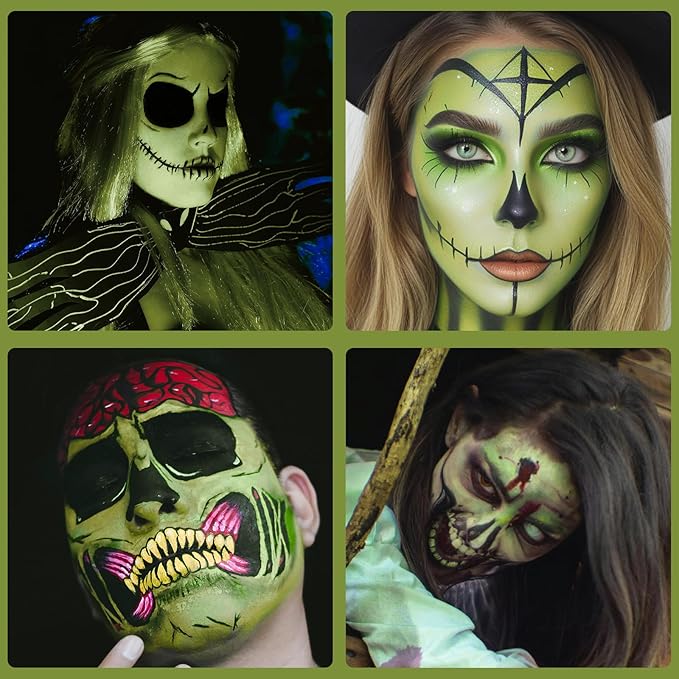 Ogre Green Foundation Oil Based Face Paint, Professional Green Greasepaint for St. Patrick's Day, Halloween Face Painting for Witch Shrek Hulk Goblin Monster for Adult Carnival & Costume Party