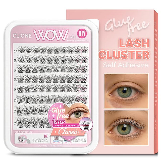 Korean Self Adhesive Lash Clusters Classic Look No Glue Press On Pre Bond Lash Clusters Fluffy Self Adhesive False Eyelashes No Glue Needed Reusable Wispy Eyelash Extensions
