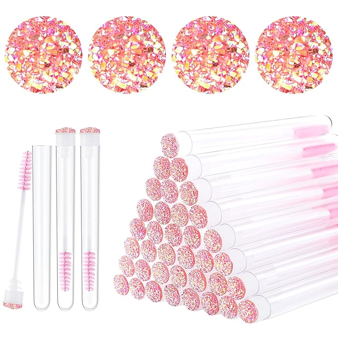 20pcs Eyelash brush Lash Wand Makeup tool Eyelash Extension supplies Cleaning brush Diamond Mascara star l pink