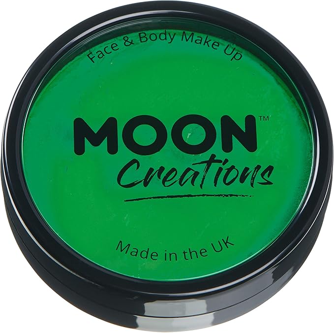 Pro Face & Body Paint Cake Pots Bright Green - Professional Water Based Face Paint Makeup for Adults, Kids - 1.26oz