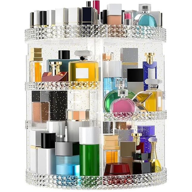 Large Makeup Organizer 360 Degree Rotating, Makeup Storage Organizer, Cosmetic Organizer Gold, 7 Layers Large Capacity Cosmetic Storage, Fits Makeup Brushes, Lipsticks, Bathroom, Gold
