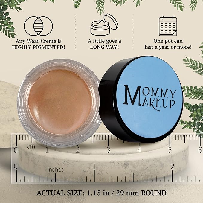 Mommy Makeup Any Wear Creme Eyeshadow - Waterproof, Crease-Proof, Long Lasting, High Pigment, Oil-free - Cream to Powder for Eyes, Cheeks & Lips (Misty Mocha)