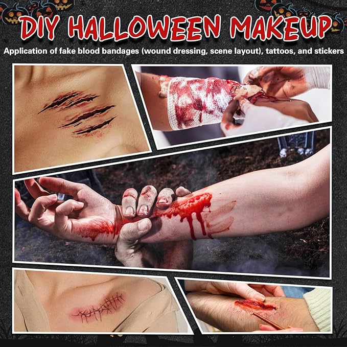 Special Effects Makeup Kit,Sfx Make up with Scar Wax,Fake Blood Spray & Gel,Clown Makeup Kit,Body Paints for Adults,All in One Halloween Make up for Zombie Cosplay Make up