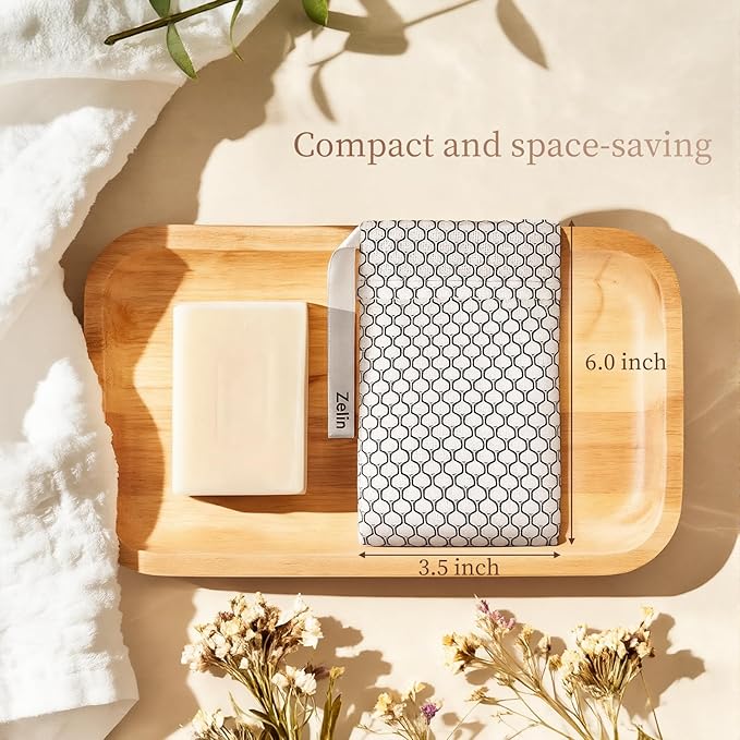 zelin Soap Saver Bag, 2 Pack Exfoliating Bath Sponge With Dual-Layer Honeycomb Mesh, Bar Soap Pouch for Frothing And Skin Cleansing (Pearl White And Ink Black)