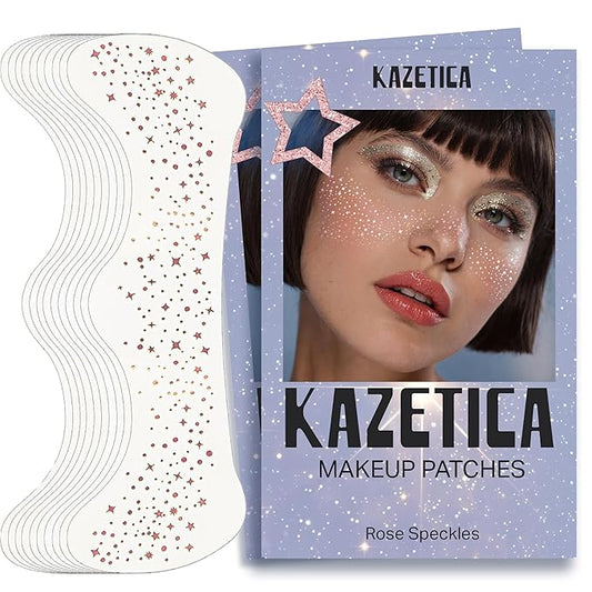 Glitter Freckles Face Tattoo, 10 Pcs Rose Gold Face Glitter Freckles for Women, Festival Outfits for Women Rave Accessories Fake Tattoos, Sparkle Makeup Patches, Waterproof Speckles Patches