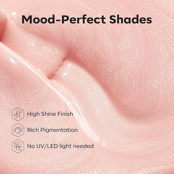 modelones Shimmer Pink Nail Polish, 15 ml Peachy Pink Iridescent Quick Dry Nail Lacquer Strengthener Long Last Shine Fingernail Toe Nail Art DIY Home Travel Manicure Gift for Women Girls 0.5 Fl Oz