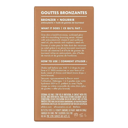 e.l.f. SKIN Bronzing Drops, Liquid Bronzer For Face & Skin, Creates A Sun-Kissed Glow, Infused With Vitamin E, Vegan & Cruelty-Free, Fair Gold