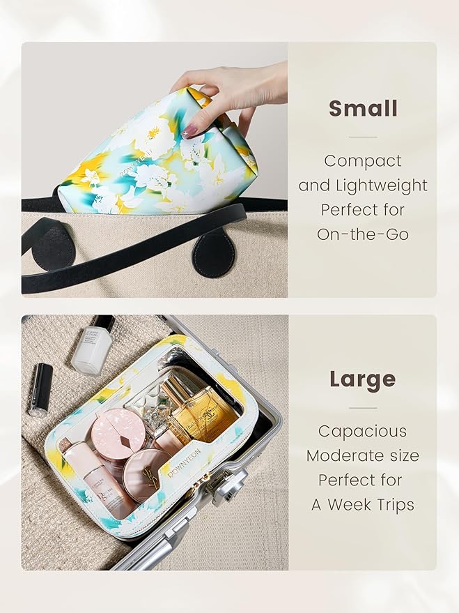 ROWNYEON Clear Makeup Case Toiletry Bag Multipurpose Travel Makeup Train Case Portable Cosmetic Organizer Transparent Storage Bag