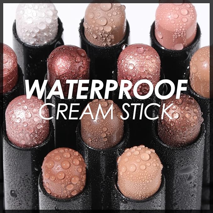 FOCALLURE Shimmer and Matte Cream Eyeshadow Stick,Smooth Brilliant Eye Brightener Pencil,High Pigment Eye Highlighter Pen for Women,Long Lasting Waterproof Eye Shadow and Liners Makeup (Tyndall)