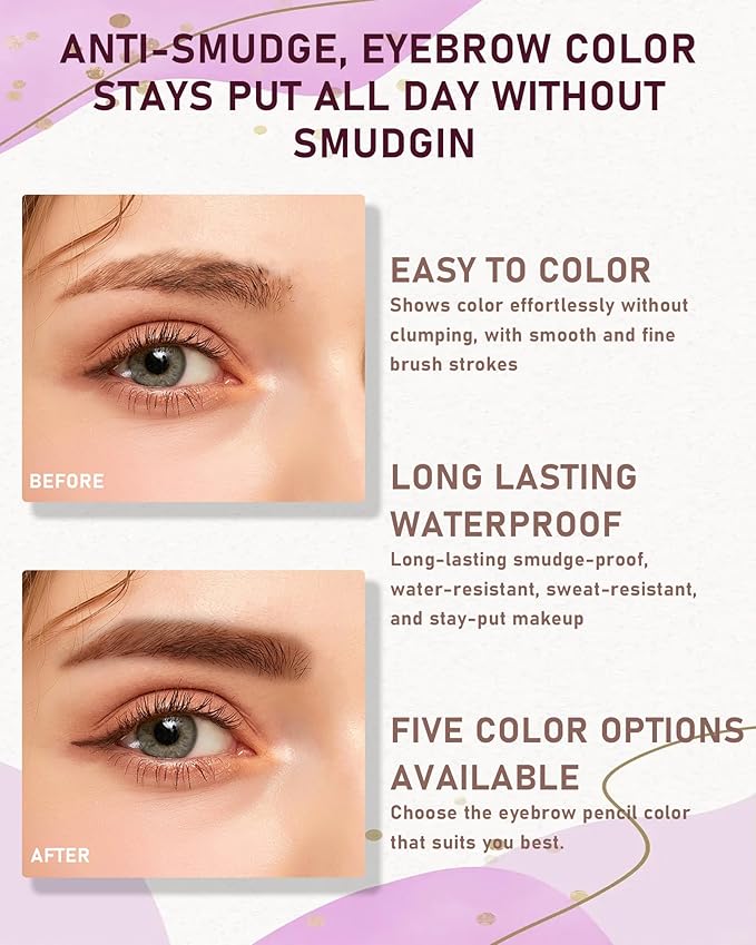 Eyebrow Pencils for Women, 2Pcs Brown Ultra-Fine Eye Brow Pencil Set,Easy to Color,Long-Lasting Waterproof Eyebrow Tint Pen Kit for Define Shape and Fill Brow,Thanksgiving Eye Makeup Gift for Girl-03