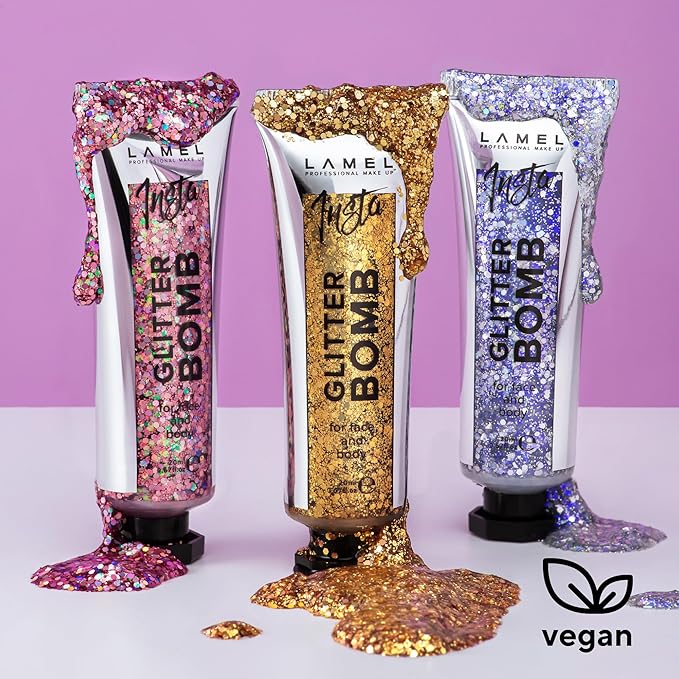 Insta Glitter Bomb: Quick-Dry Holographic Face & Body Glitter Gel | Long-Lasting Shine & Effortless Removal | Perfect Face Glitter Makeup & Body, Hair Shimmer | Vegan & Cruelty Free -0.67 fl.oz