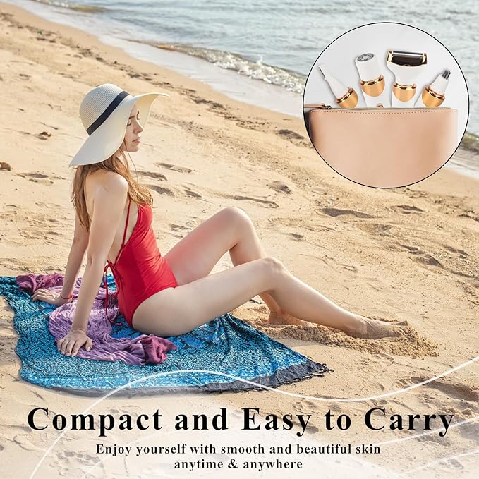 Electric Razor for Women Men,4 in 1 Painless Ladies Wet & Dry Body Razors and Facial Hair Remover, Rechargeable Painless Hair Removal Kit for Nose Face Body Leg Bikini Arm Hair