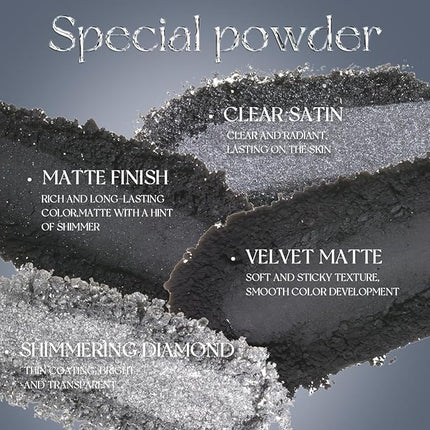 K'APEINE Black Eyeshadow Palette, 15 Colors Smokey Eye Shadow Palette Gothic Smokey Eyeshadow Palette Silver Eye Makeup Kit Matte & Shimmer Dark Shades Matte for Goth Makeup No Fading, Long Lasting