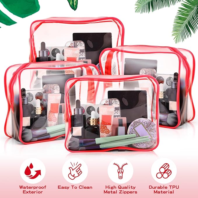 Weewooday 12 Pieces Clear Makeup Bags Cosmetic Storage Bags PVC Zipper Pouches Travel Waterproof Makeup Plastic Case for Women Organizing Toiletries Traveling Bathroom