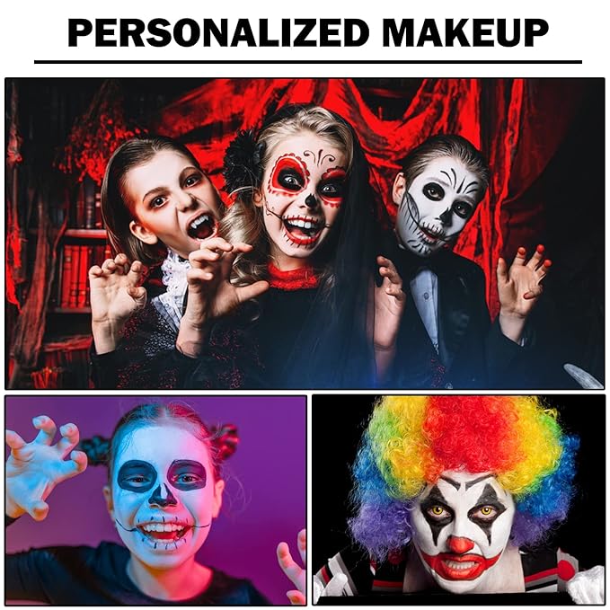 CAHIUYOA 3PCS Clown Makeup Cream Black White Green Eye Black Stick Face Body Paint Stick,Professional Joker Zombie Vampire Skeleton SFX Cosplay Halloween Makeup