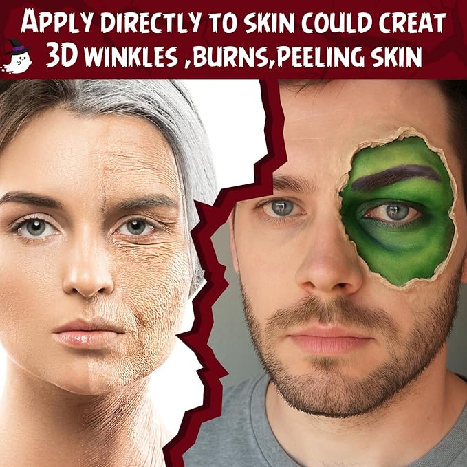 Halloween Liquid Latex SFX Makeup(2 fl oz) – Fake Skin & Wounds for Zombie, Clown, Vampire Costume, Cosplay, Special Effects Scars, Cuts Make Up for Face and Body, Fast-Dry, Non-Toxic, (Clear)