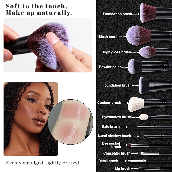 BS-MALL Makeup Brush Set with Waterproof Travel Bag & Makeup sponges -26 Pcs Set Triangle Puff & Face Washing Puffs,Face Wash Headband Wristband for Travel Go Camping Gift & Makeup Beginners (Black)