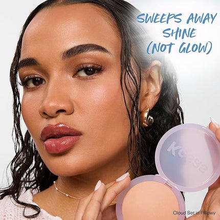 Kosas Cloud Set Face Setting Powder - Smoothing Shine Control, Soft, Sheer Translucent Makeup Finish, Portable & Long-Lasting Loose Pressed Baking Powder -Pillowy (Sheer Medium Tan)