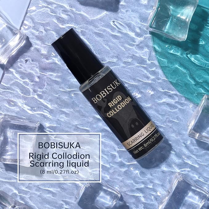 BOBISUKA Rigid Collodion with Brush 8ml for Scar Makeup, Scarring Liquid for Special Effects, Professional Realistic SFX Makeup Kit for Halloween, Cosplay, Costume, Theater, Stage & Film