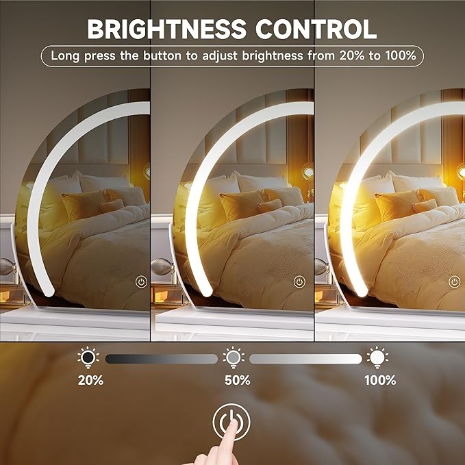 Hasipu Vanity Mirror with Lights, 13.7" x 10.6" LED Makeup Mirror, Lighted Makeup Mirror with Lights, Smart Touch Control 3 Colors Dimmable Mirror White