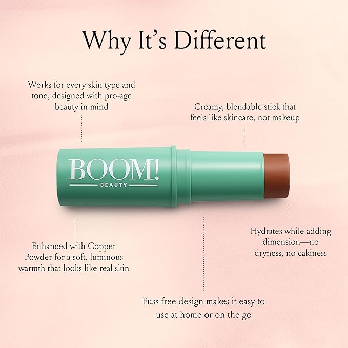 BoomStick Bronze ™ 3-in-1 Cream Blush Stick for Eyes, Lips & Cheek, Long-Wearing Blendable & Building Color Vegan Lipstick Pen for All Skin Types Boom Stick By Cindy Joseph