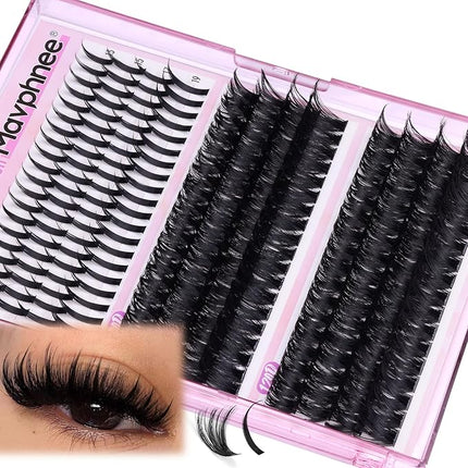 Lash Clusters with Spikes Russian Lash Extensions Spiky Individual Eyelashes 100D 120D Volume Cluster Eyelash Extensions 224 Pcs D-Curly Cluster Lashes Hybrid Eyelash Cluster by Mavphnee (12-19MM)