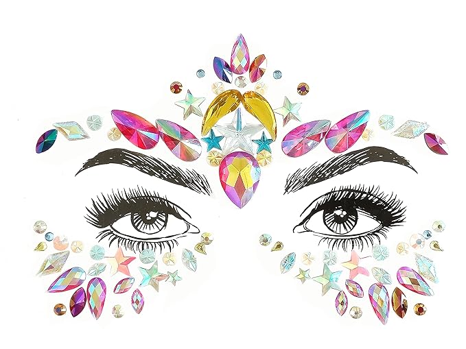 8 Pcs Gemstone Face Stickers for Music Festival Holiday Party, Rhinestone Face Jewels for Halloween Christmas, Face Gems Glitter Sticker Temporary Tattoo for Birthday Carnival