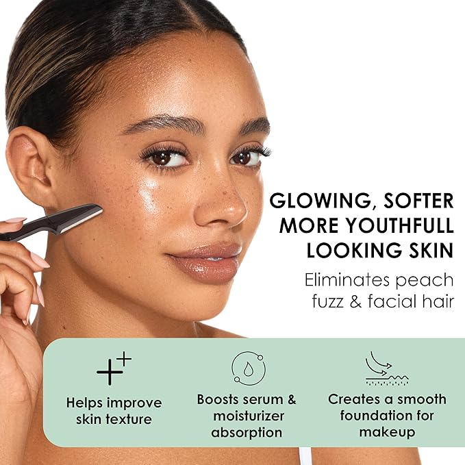 JAPONESQUE Essentials Dermaplaner Facial Hair Razors 12 Pack – Precision Blades for Peach Fuzz Removal, and Eyebrow Shaping for Men & Women