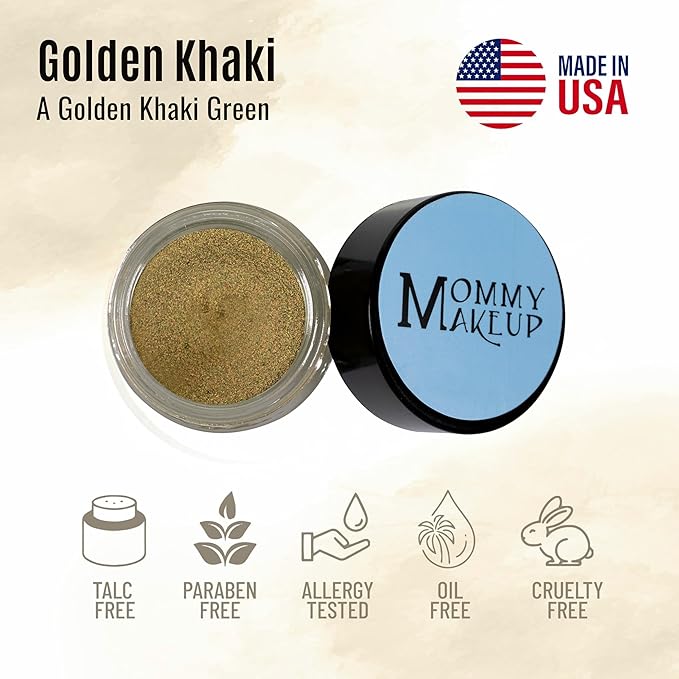 Mommy Makeup Any Wear Creme Eyeshadow - Waterproof, Crease-Proof, Long Lasting, High Pigment, Oil-free - Cream to Powder for Eyes, Cheeks & Lips (Golden Khaki)