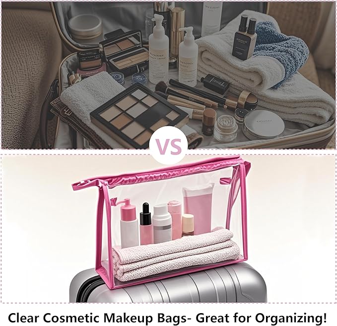 18 Pcs Portable Clear Makeup Bags with Handle, Transparent Waterproof Toiletry Bag, Travel PVC Cosmetic Bags Pouch, Pencil Cases, Stationary Organizer
