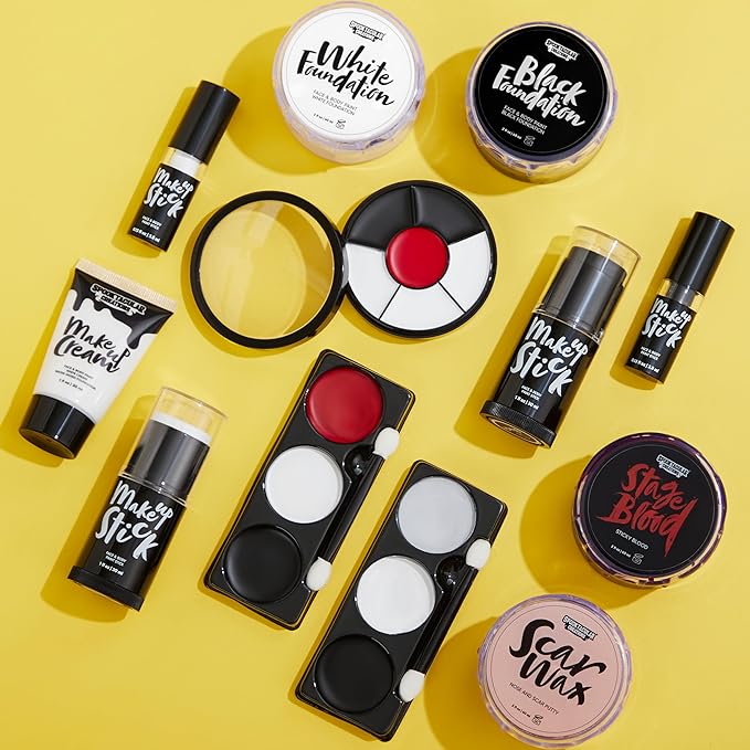 Spooktacular Creations Halloween Makeup Palette 3 Colors Face Body Paint for Adult SFX Zombie Skeleton Cosplay with Painting Brush Cosplay Party Dress Up (7 Oz, White Black Red )