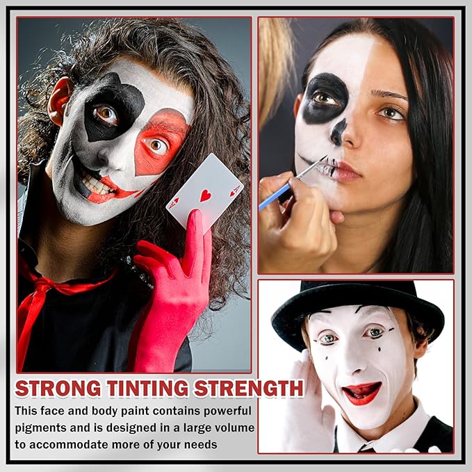 Clown Makeup Kit,Red Black and White Face Painting Kit Professional,Clown Face Paint Halloween Makeup Kit with Brushes,Oil Based Body Paint for Adults,Joker Vampire Zombie Makeup