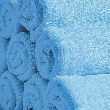 Softolle 100% Cotton Washcloths (12x12 Inches) Soft, Highly Absorbent Washcloth, Face Towels, Wash Cloths for Face, Ring Spun, Bulk Pack (Sky Blue, 60 Pack)
