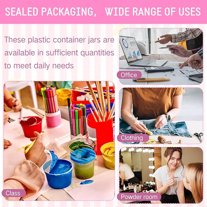 Patelai 4 Pieces Round Wide-mouth Leak Proof Plastic Container Jars with Lids for Travel Storage Makeup Beauty Products Face Creams Oils Salves Ointments DIY Making(6 Ounce,Pink)