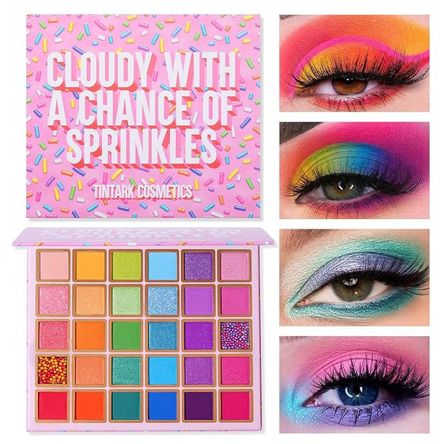 Tintark 30 Colors Makeup Eyeshadow Palette for Beauty & Matte Metallic Shimmer Pearl Glitter Eye Shadow Pallet & Rainbow Colorful Eye Makeup for Girls & Highly Pigment Eyeshadow Cosmetics