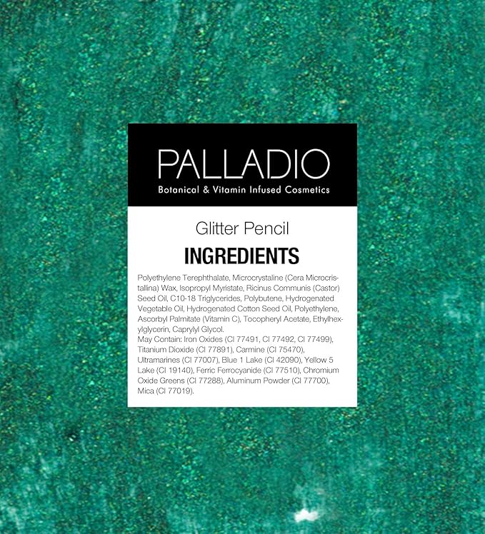 Palladio Glitter Eyeliner Pencil, Longlasting Creamy Cosmetic, Shimmer Eye Liner, Buttery Smooth Tip, Professional Makeup Glittery Pencil, Sharpenable, Black Sparkle