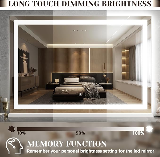 31" x 22" Large Lighted Vanity Mirror with Lights, Dimmable 3 Modes, LED Makeup Mirror for Bathroom ＆ Dressing Room, Tabletop or Wall-Mounted, 10X Magnification, White