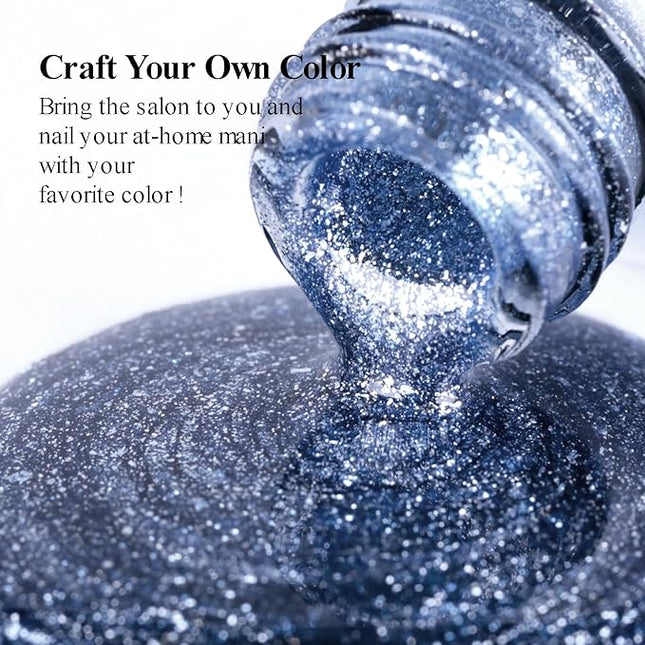Imtiti Royal Blue Gel Nail Polish, 1 Pcs 15ml Platinum Glitter Color Soak Off LED Long-Lasting Nail Gel Polish Nail Art Starter Manicure Salon DIY at Home, 0.5 Fluid Ounces