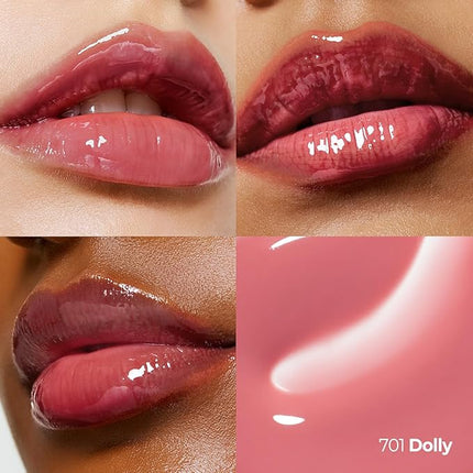 Laka Fruity Lip Glotioner, 10ml/0.33 fl.oz, Lip Gloss with High Shine Vivid Colors, Jelly tip for Hygienic & Easy Application, K-Beauty (#701 Dolly)