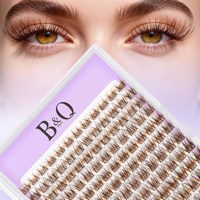 B&Q Brown Lash Clusters Natural Lash Clusters for Light Hair, Reusable MochaLash Cluster Eyelash Extensions Soft Brown False Eyelashes Comfortable Eyelash Clusters Perfect for Occasions（MochaLash 01）