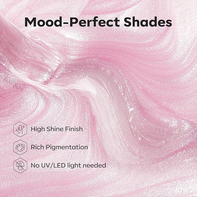 modelones Glazed Pink Nail Polish, Shimmer Pearl Pink 15 ml Quick Dry Nail Lacquer Strengthener Long Last Shine Fingernail Toe Nail Art DIY Home Travel Manicure Gift for Women Girls 0.5 Fl Oz