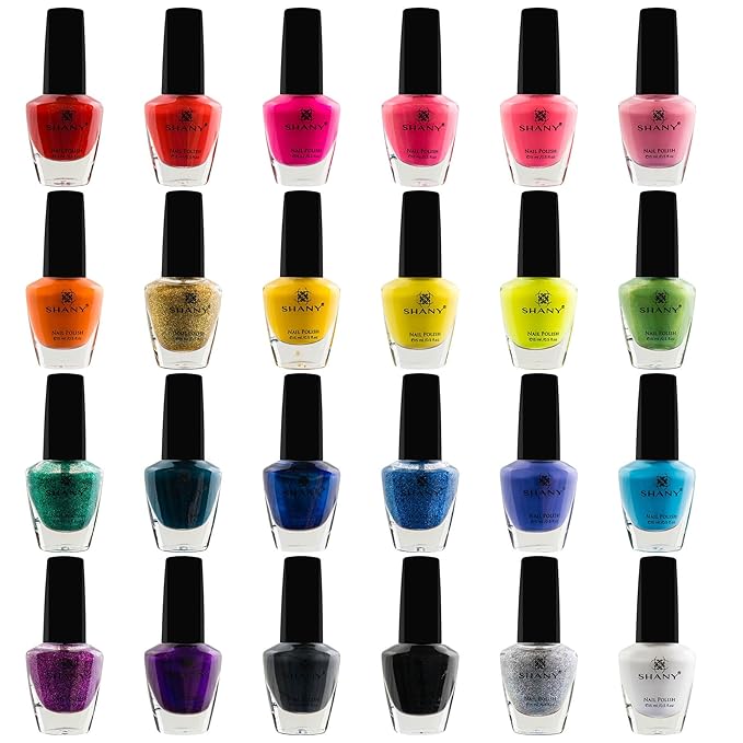 SHANY Cosmopolitan DIY Nail Polish set - Nail Lacquer Quick Dry, Full Size, Vibrant, Colorful, Trendy, Glitter, Glossy, Metallic, Matte Nail Art Nail Shades - 24 Colors Nail Polish Bulk