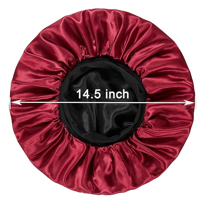 2pcs Bonnet for Men, Bonnets for Women, Satin Silk Hair Bonnet for Sleeping, Reversible Double Layer Wide Band Sleep Cap for Curly Hair Braids
