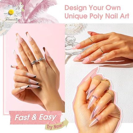 ROSALIND White Poly Extension Gel, 2.7 oz White Poly Nail Gel for Nail Art Decoration, Builder Pink Nail Thickening Extension Easy to DIY Use at Home Need UV Lamp