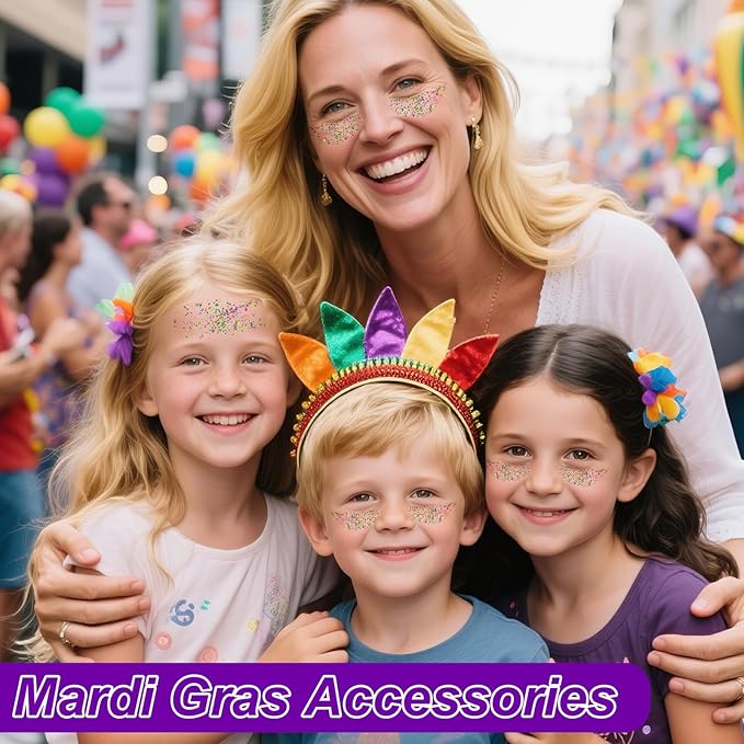 Mardi Gras Gold Hair Glitter Stick,Purple Green Face Body Glitter Makeup,Carnival Costume Waterproof Outfits for Women & Kids,Mardi Gras Accessories Singer Concerts Chunky Glitter